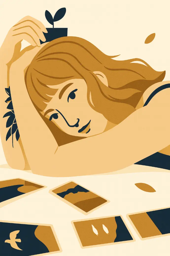 Illustration of a woman looking at stock market charts