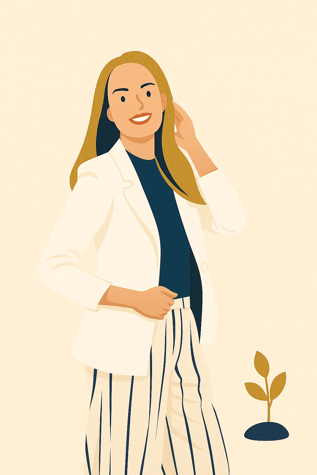 Illustration of a woman reviewing information and planning her finances