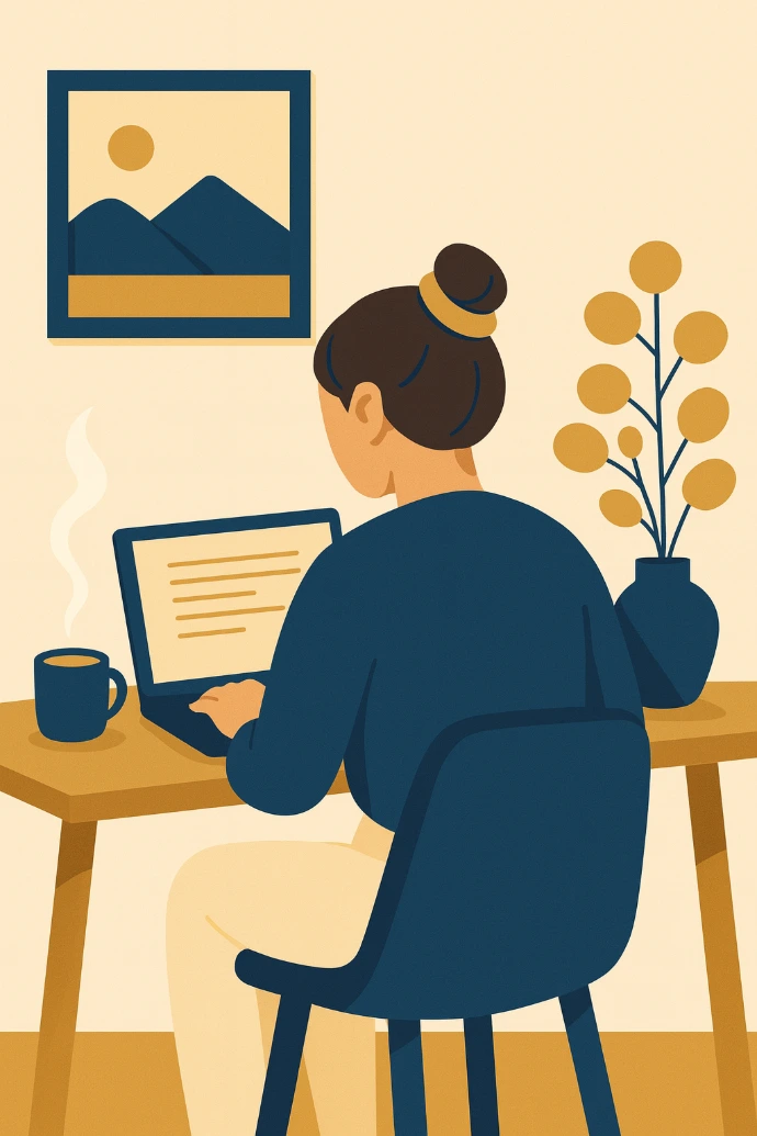 Woman reviewing financial information on a laptop