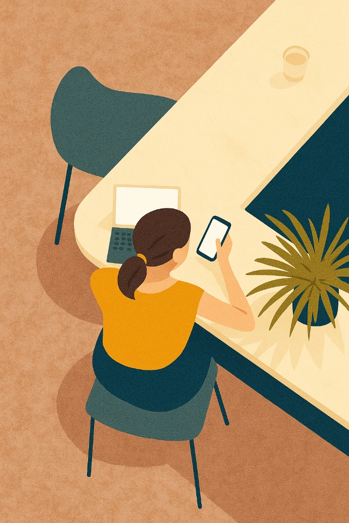 Woman learning about investing in a calm home setting