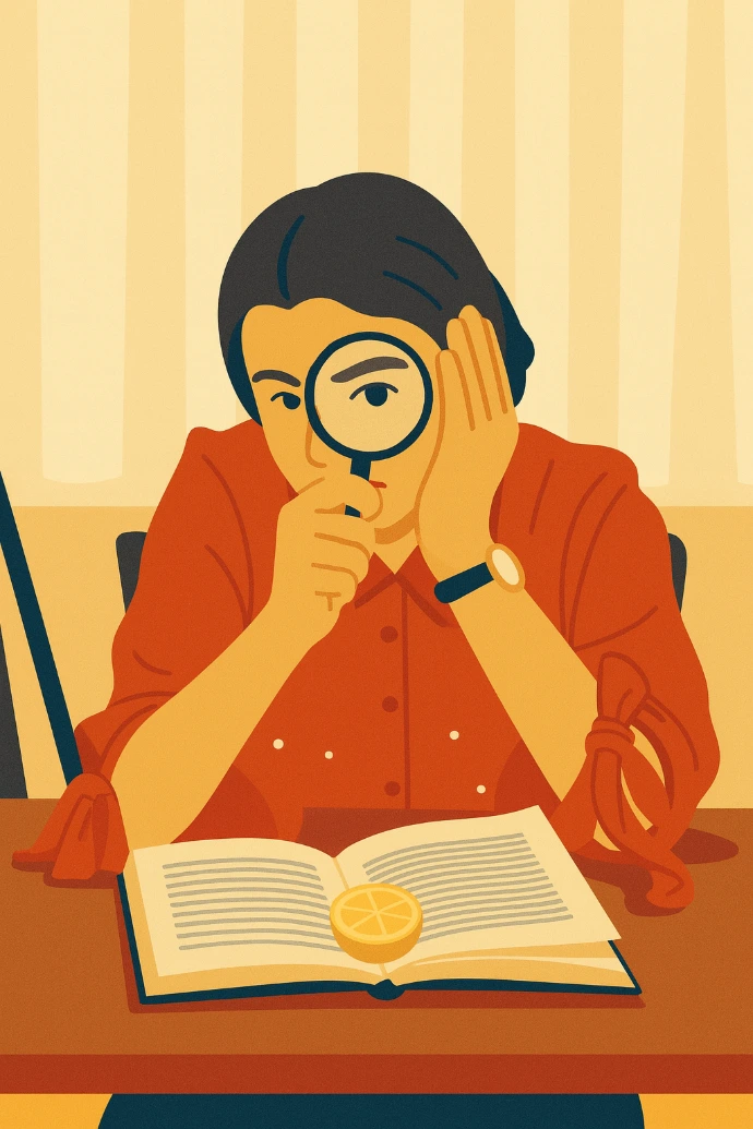 Woman reading educational content related to finance