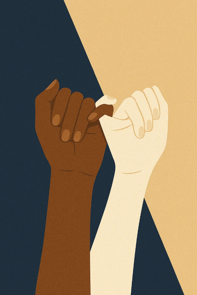 Illustration of two women holding hands