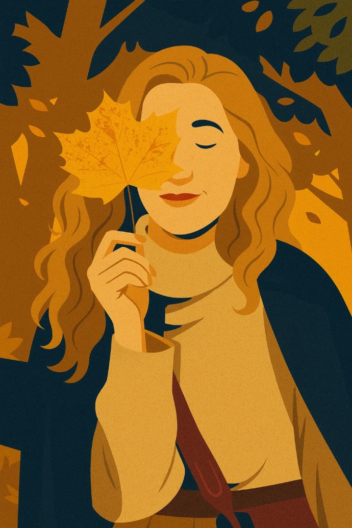 Illustration of a woman holding a leaf, symbolizing gradual growth over time