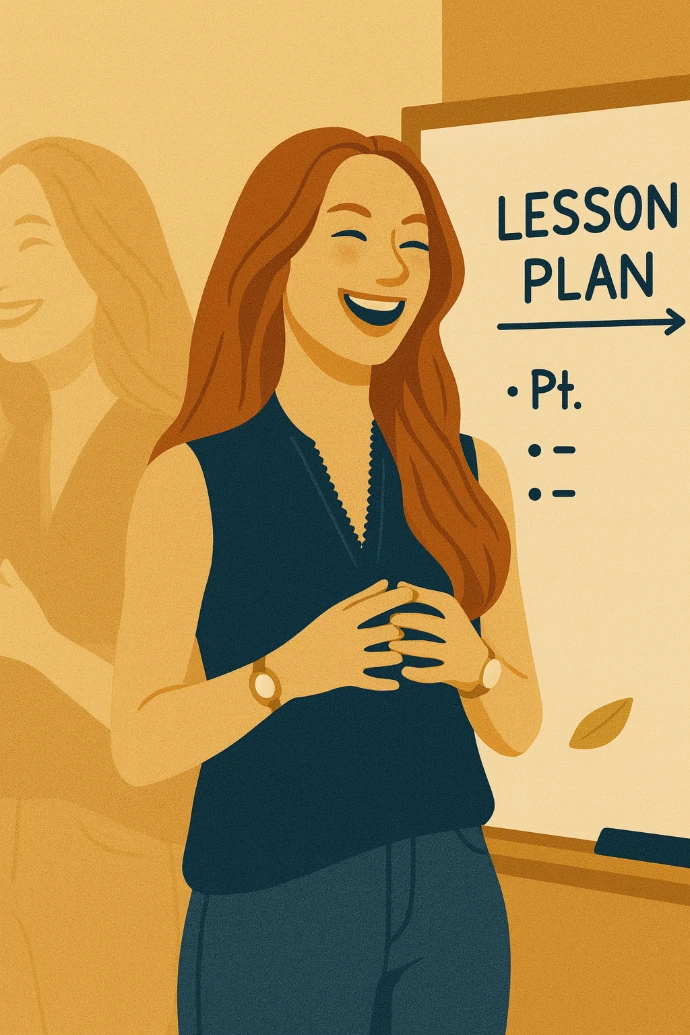 Illustration of a woman standing by a board and presenting information related to long-term investing.