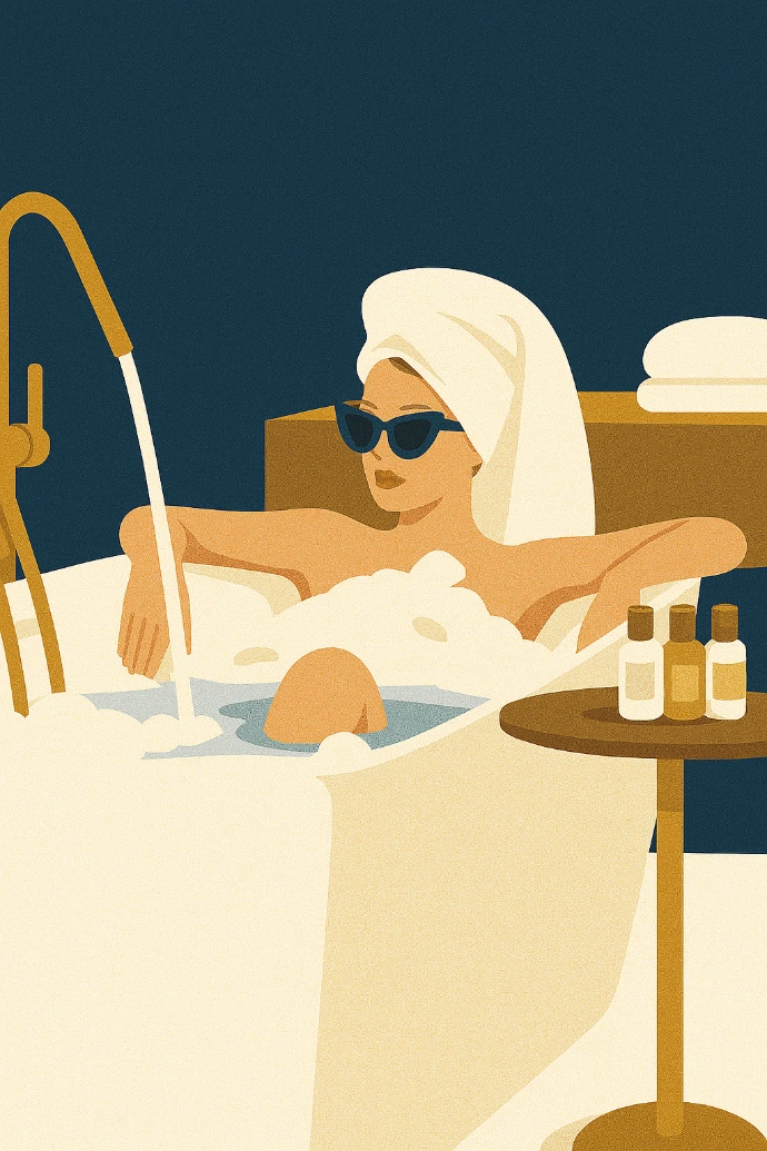 Elegant Investor taking a bath at home as part of daily routine