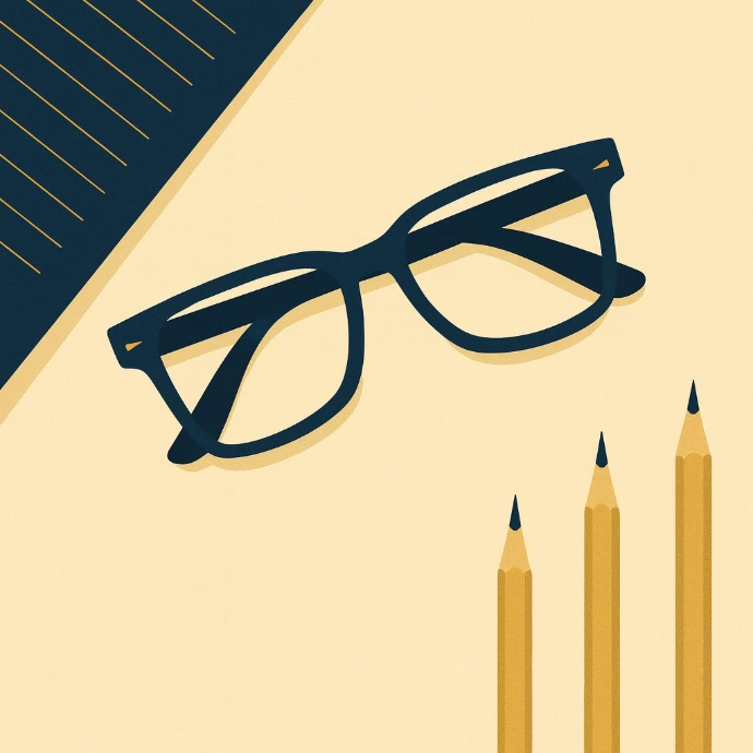 Analytical tools on a desk, symbolizing the precision required for fundamental analysis and record-keeping.